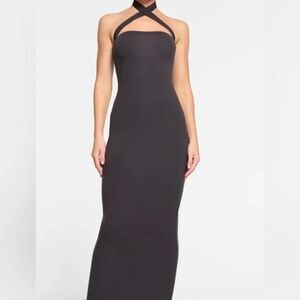 Skims Fits Everybody Wrap Long Slip Dress - Onyx Size Small NWT Authentic